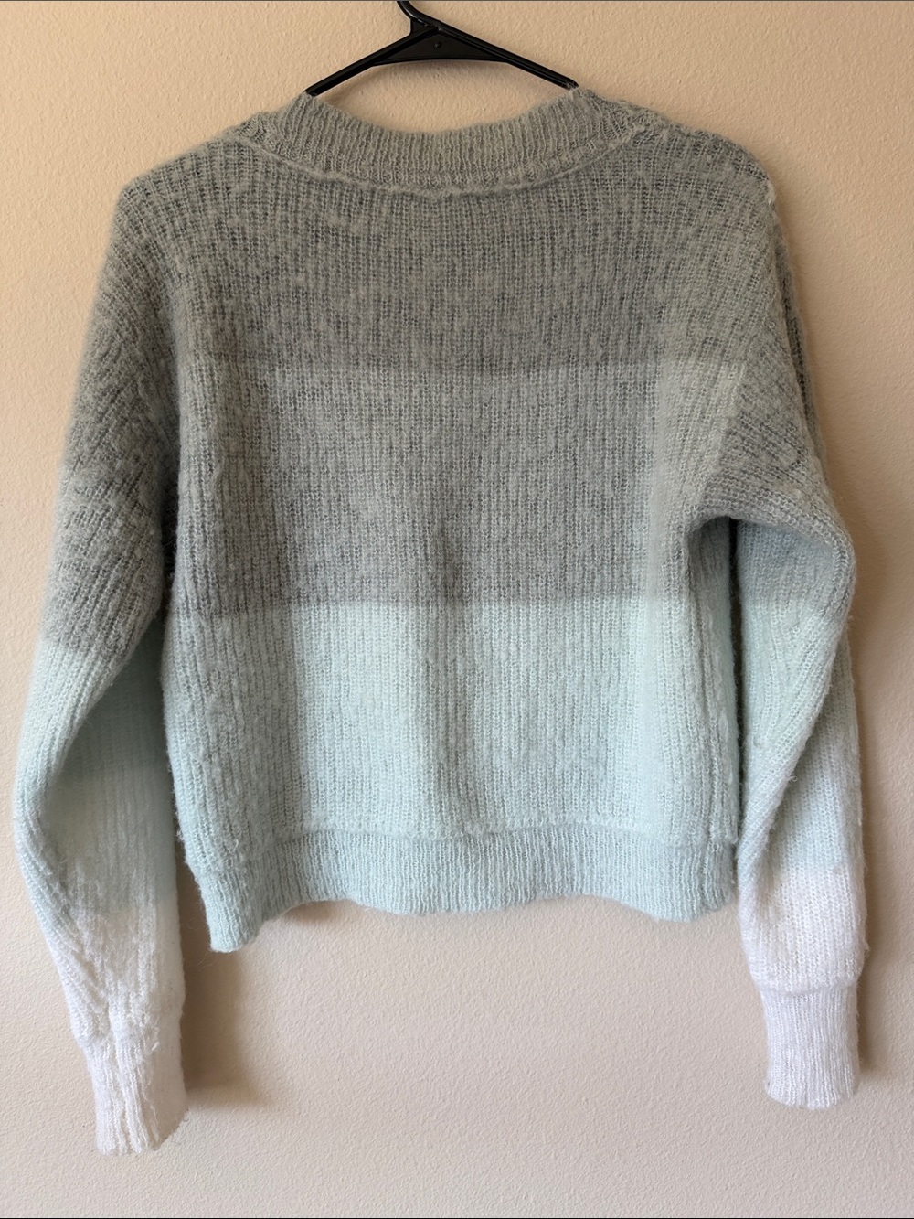 Free People Ombre Crewneck Sweater in Gray, Mint, and White - Picture 5 of 6